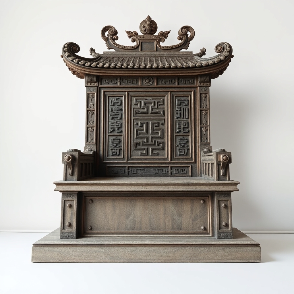 تختِ امپراتور چین باستان پس زمینه سفید از روبرو3