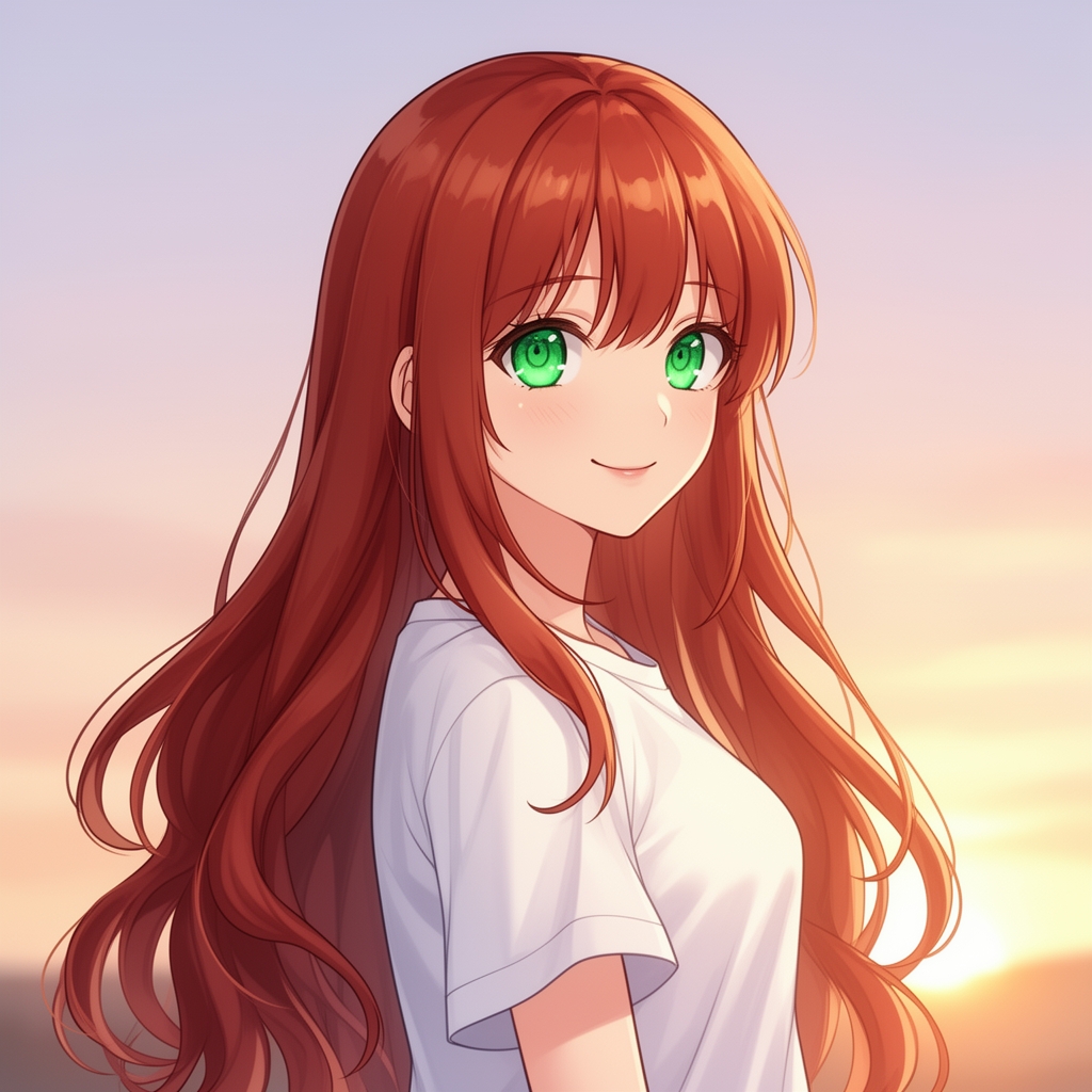 دختری با موهای بلند زرشکی چشم رنگی 1