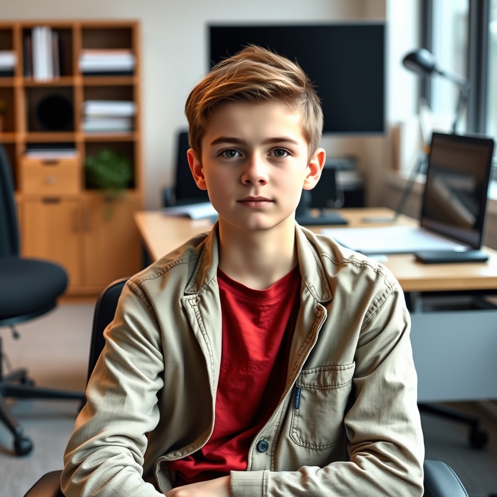 یه پسر ۱۵ ساله که در جلسه 
استخدامی ادیت هست
15