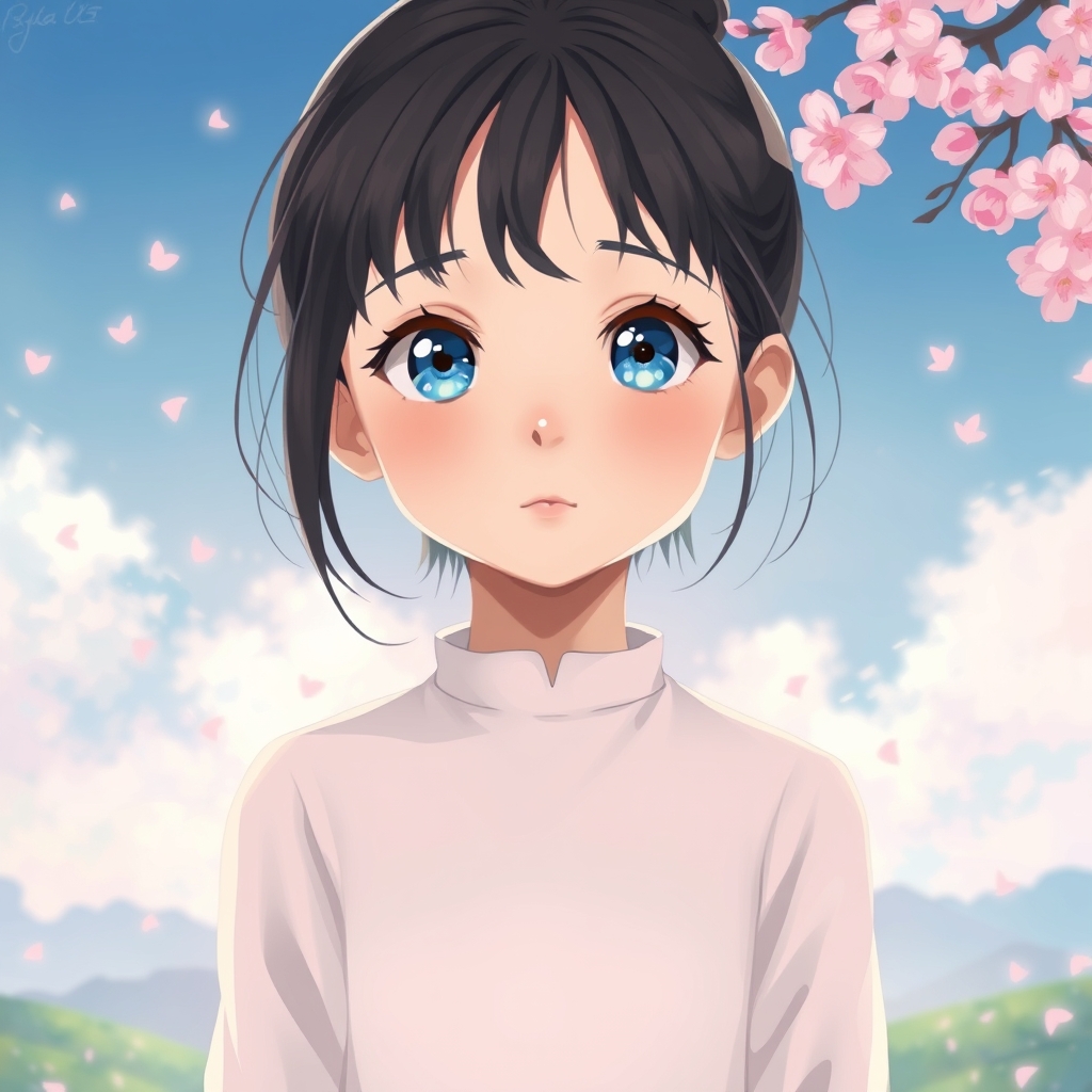 عکس دختر ۱۲ ساله با چشمان آبی انیمه ای 15
