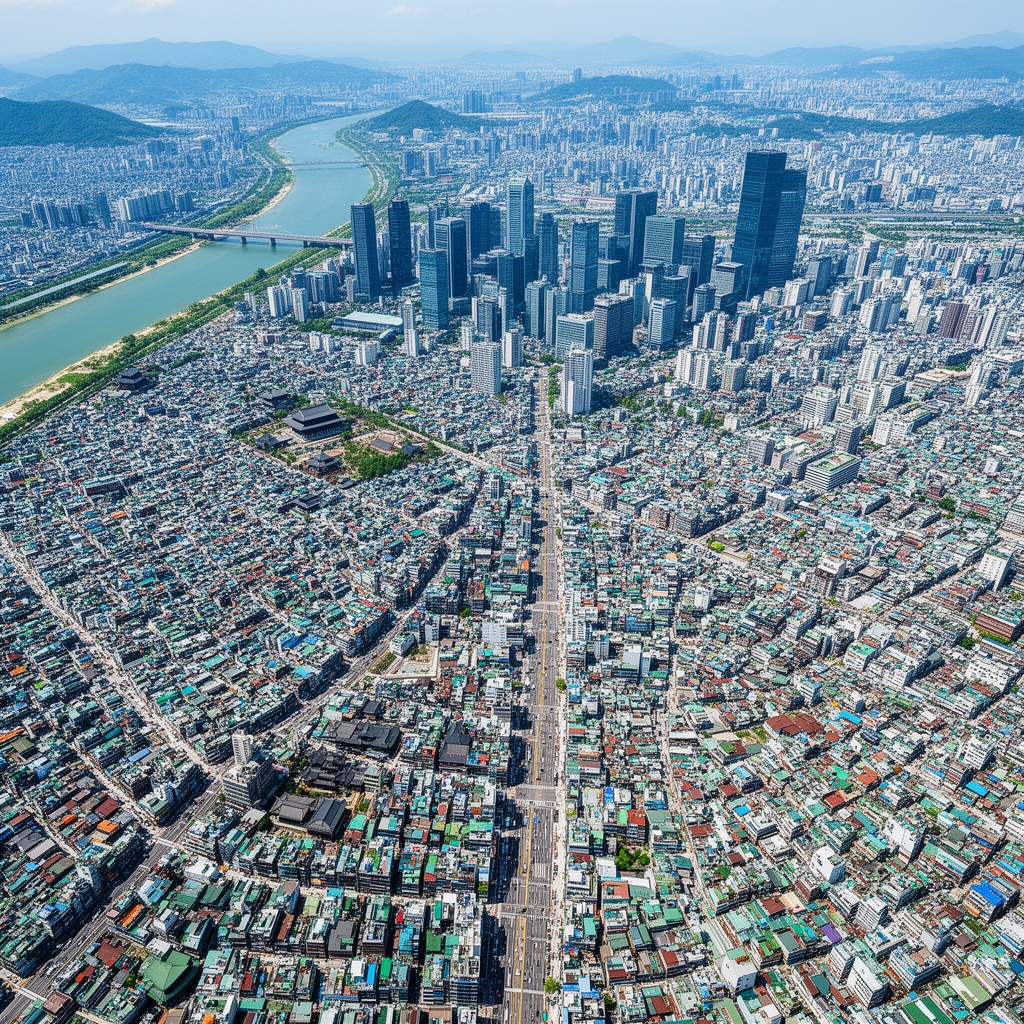 شهر سئول كره جنوبى از بالا ك همه خونه ها و همه چى ديده شه5