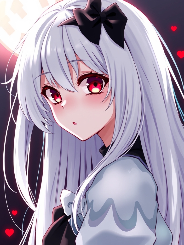 دختری زیبا و ترسناک با موهای سفید و بلند و با چشمان قرمز 15