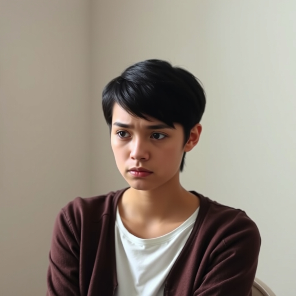 ی دختر زیبا که ناراحته چون دوستش ناراحتش کرده او بسیاررررر زیباست و بیست سالشه و سفید پوسته  موهاشم کوتاه مشکی است و خیلیییی قشنگه12