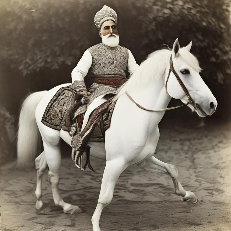 آغا خان قاجار سوار بر اسب سفید7