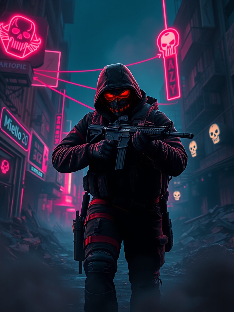 یه عکس برای پس زمینه گوشیم با حالت ترسناک از بازی کالاف دیوتی موبایل حالت اکشن داشته باشه و از رنگ‌های مشکی و قرمز بیشتر استفاده بشه نوشته آن زیر بردار5