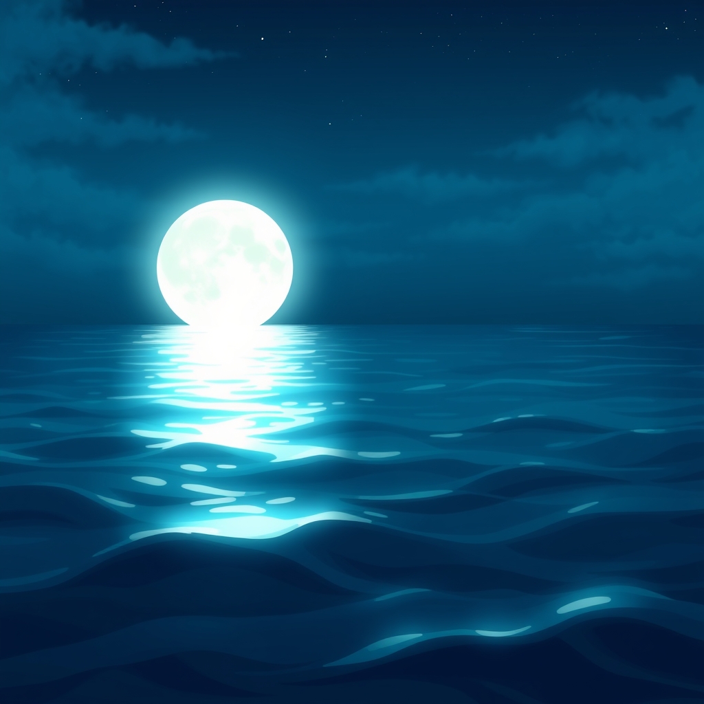 عکس ماه در شب دریا1