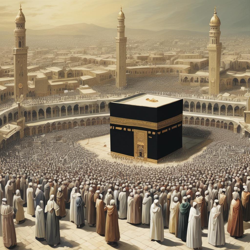 کعبه که مردم دور آن طواف می کنند 9