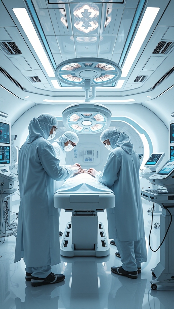 یک اتاق عمل با پزشکان در حال جراحی مغز در ۱۰۰۰ سال آینده  چه شکلی خواهد بود 0