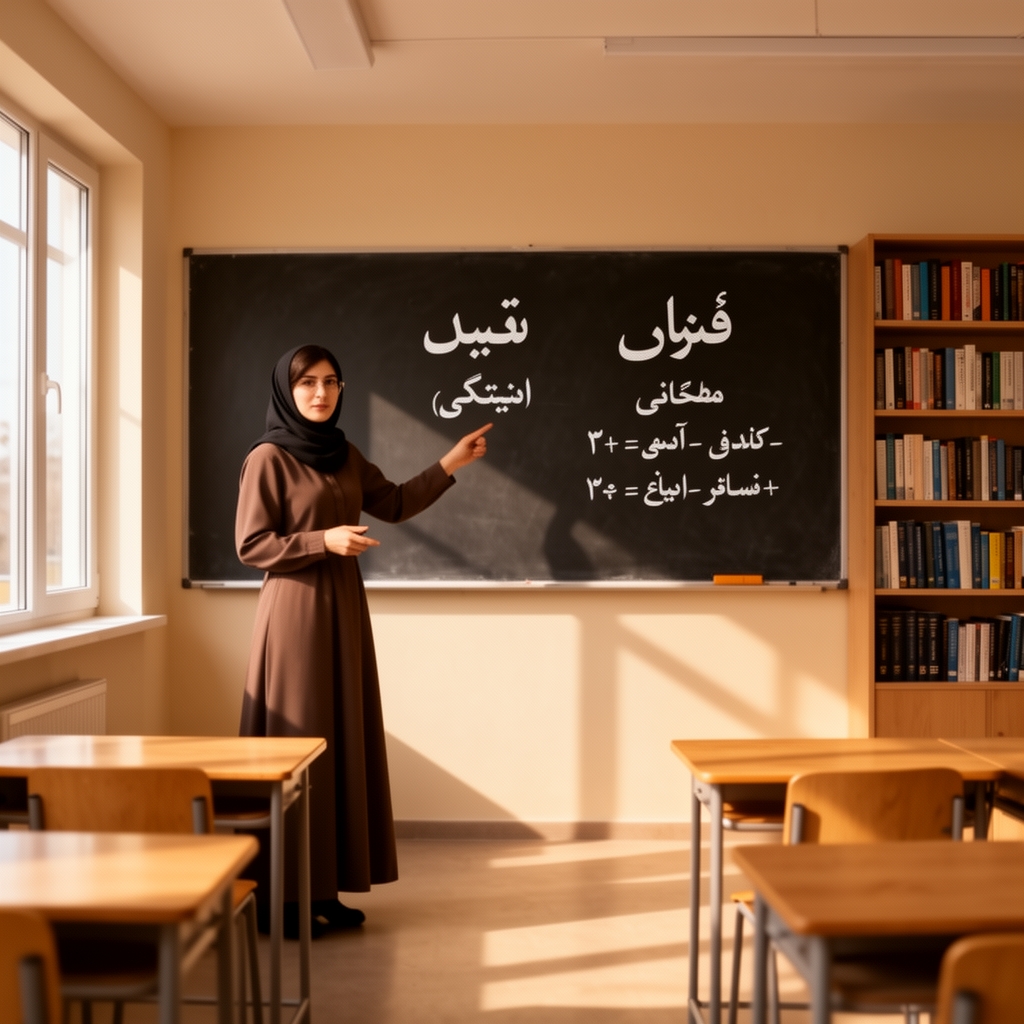 معلم در حال تدریس موصوف و صفت 
5