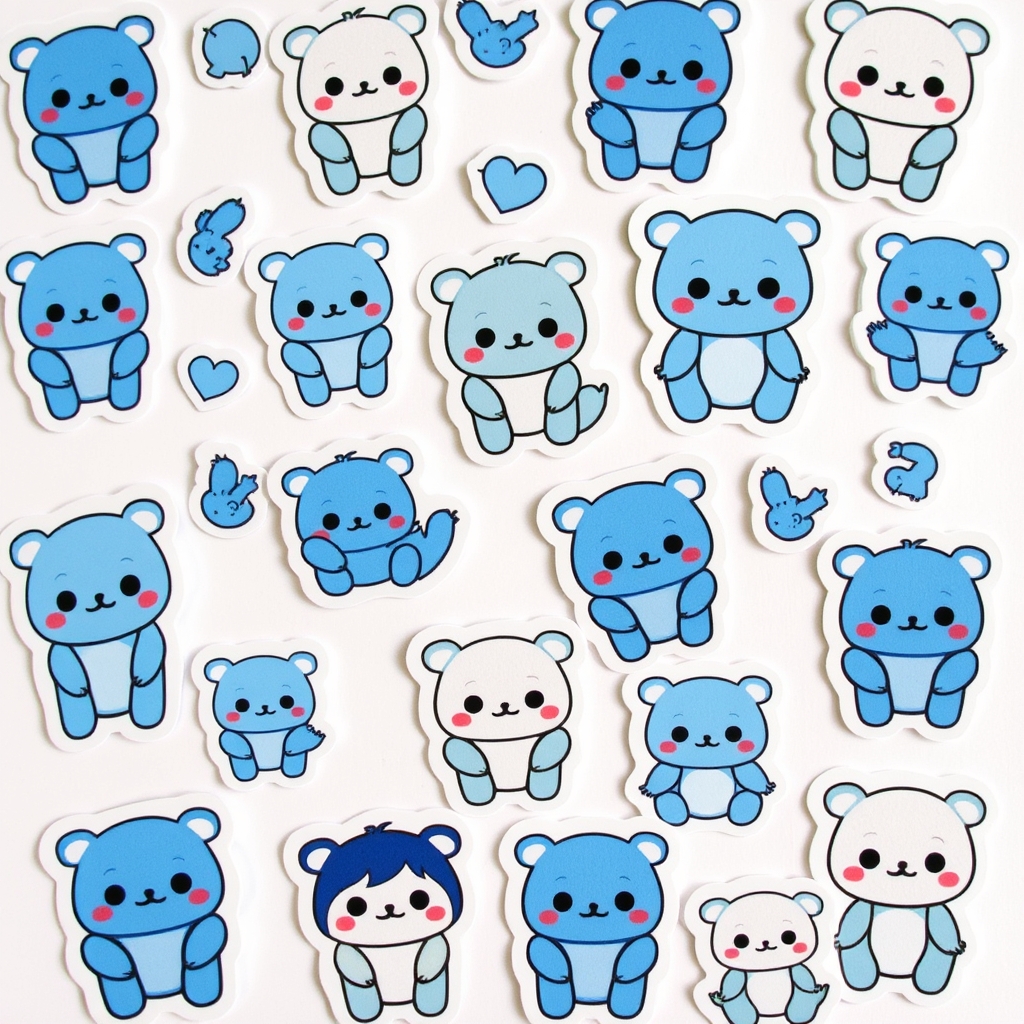 عکس یک ورق پر از استیکر های کیوت ابیه پاستلی🤍 💙2۰ استیکر20