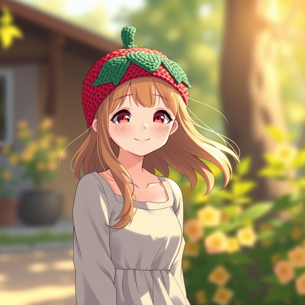 دختر ۱۵ ساله ای با کلاه بافتنی توت فرنگی و با حس توت فرنگی21