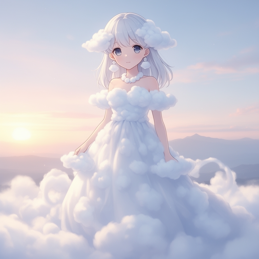 ابر اگه دختر بود(رویایی)با لباسی از جنس ابر و چشم های ابری بسیار زیبا و گوشواره ها و گردنبند ابری
5