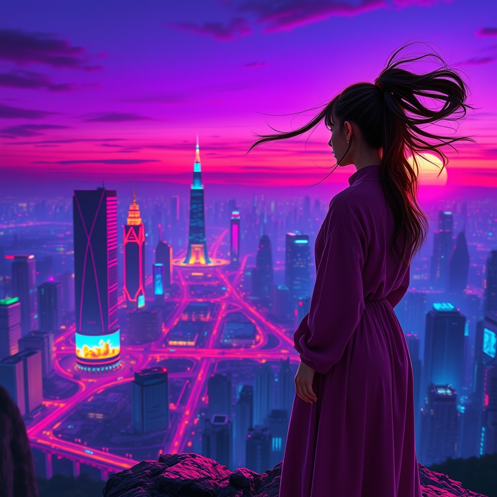 یه دختر ک موهاش رو دم اسبی بسته . مو های اون دختر خیلییییی بلند هست . اون دختر روی لبه یه سخره ایستاده و باد می‌زنه زیر موهاش و اون دختر داره غروب خورشید رو تماشا میکنه6