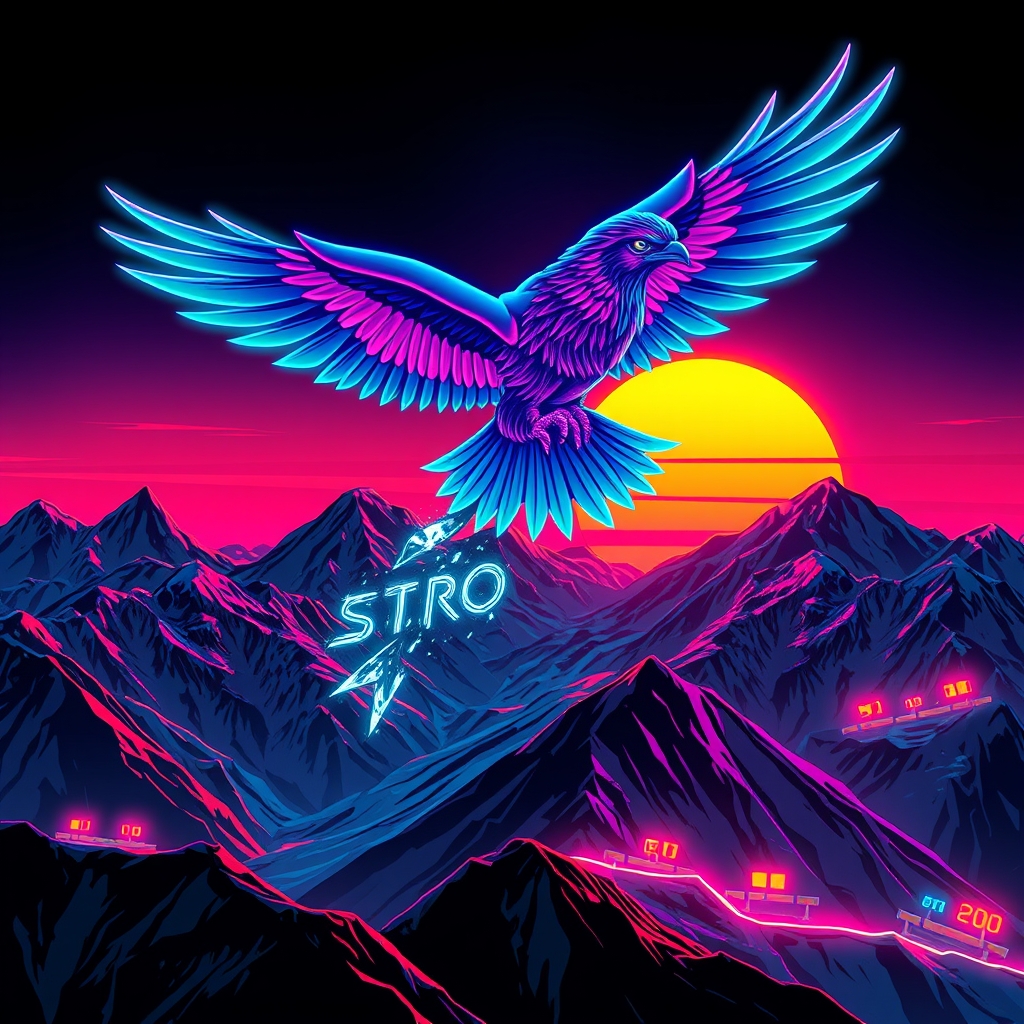 یک پرنده سیمرغ افسانه‌ای ایرانی با رنگ‌های زنده، در حال پرواز بر فراز کوه‌های برفی.2