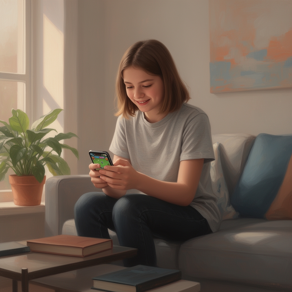 سبک نقاشی 
دختر ی که دارد گوشی بازی میکنند 5