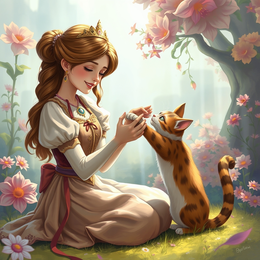 یک پرنسس درحال بازی با گربه اش17