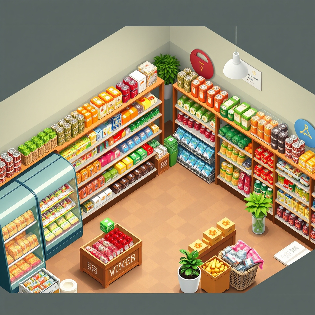 یک مغازه بقالی که داخلش پر از جنس است0