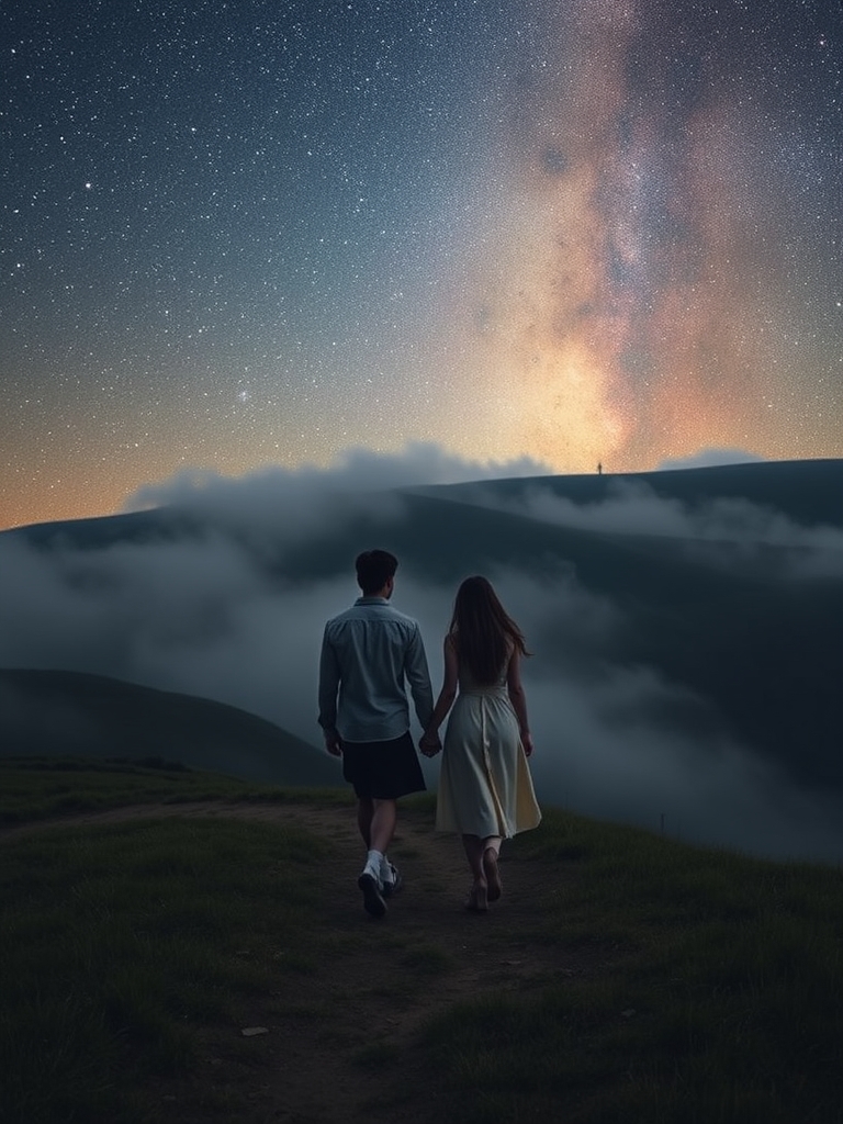 دونفر که عاشق هم دیگه هستن و دست در دست هم دیگر را گرفتند و در فراز طولع هورشید راه میروند2