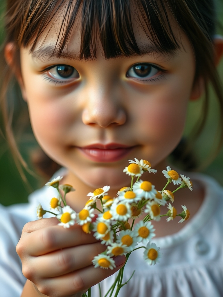 عکس از گل بابونه در دست یک دختر6