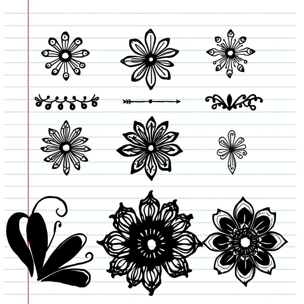 کل یک صفحه‌ ی کاغذ را خط خطی کن سپس در بین آن خط خطی های سیاه قلم طرح های زیبایی پیدا و بکش ، ساده در حد کلاس هفتم 10