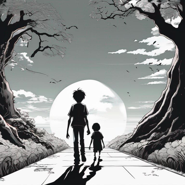 پسری درحال راه رفتن با غول زامبی18