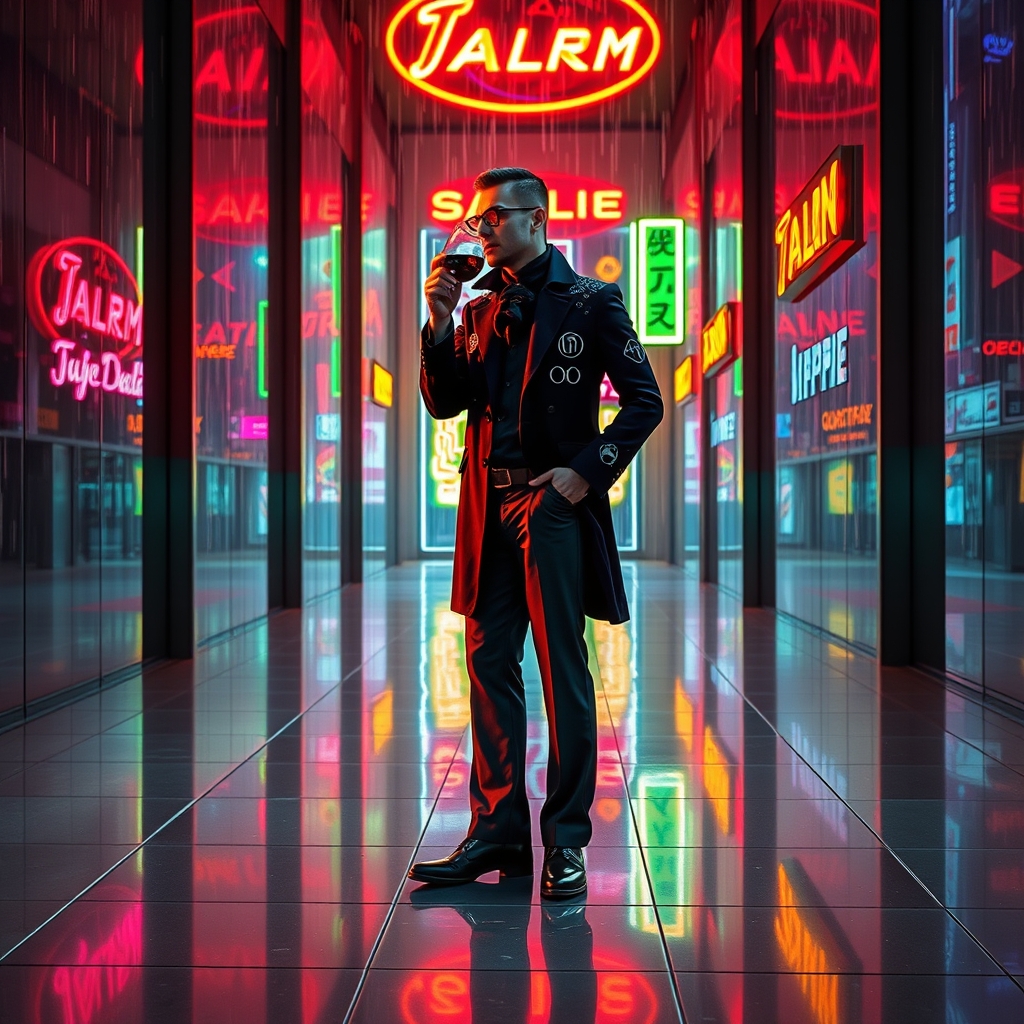 عکس مردی جنتل من در تالاری آینه کاری مشغول نوشیدن کمی شراب13