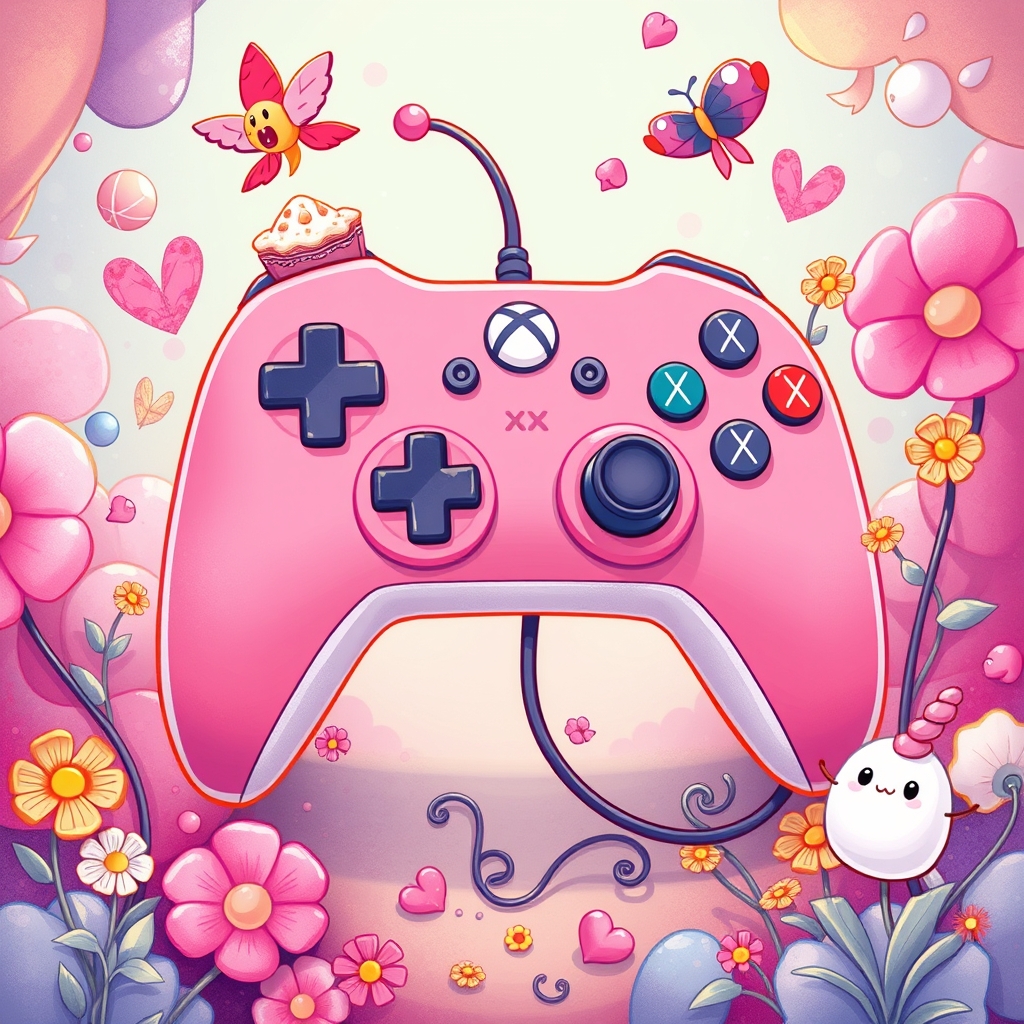 عکس یک دسته بازی کیوت و خوشگل فانتزی کیوت کیوت خیلی خوشگل تصویر روشن و پر انرژی باشه🎮 صورتی باشه22