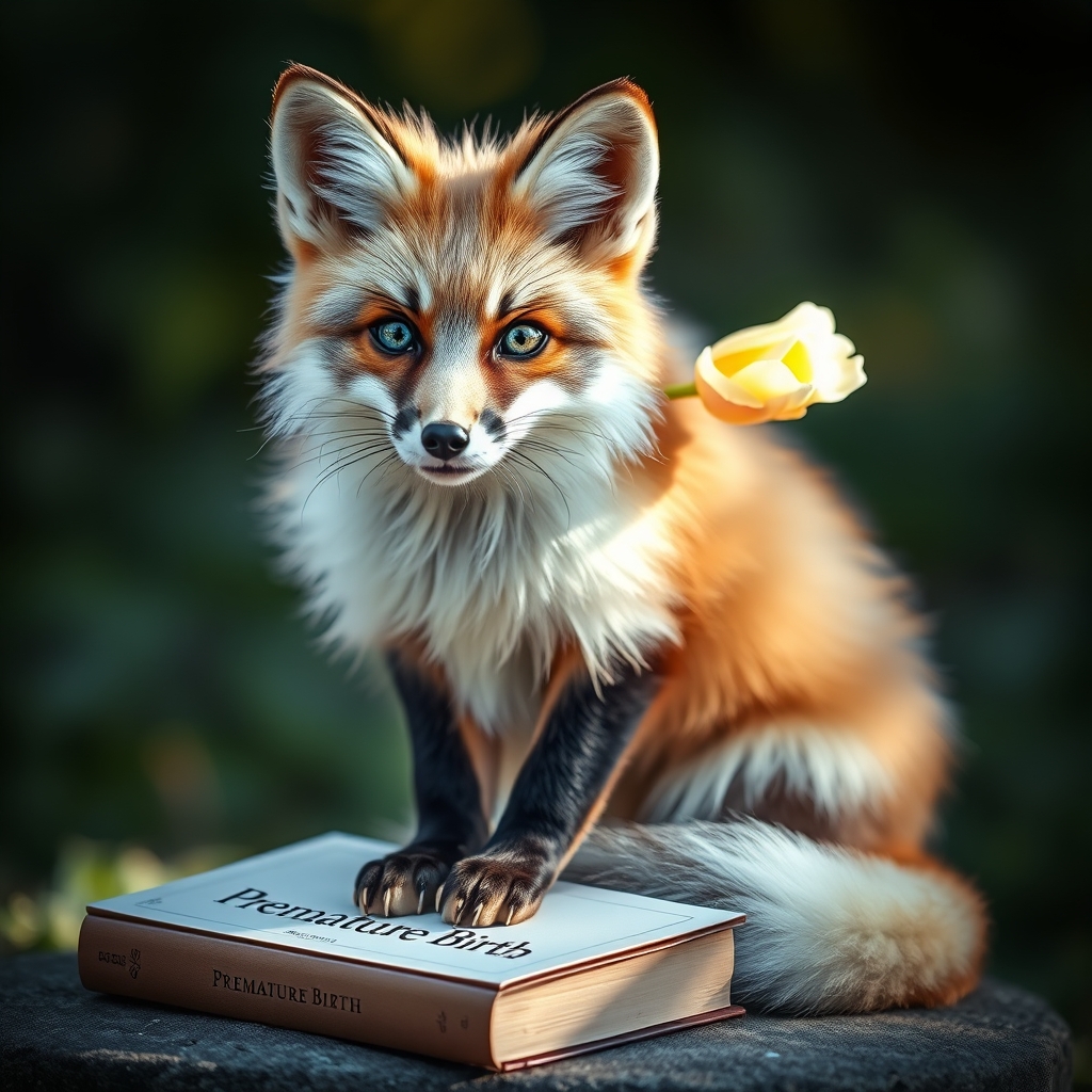 🦊🌷❄️📚🌟💎
- 🦊 **چشمهای آبی-طلایی** + **موهای سفیدِ هایلایتدار**
- 📖 **کتاب "تولد زودرس"** زیر پا + 🌸 **لالهٔ پشت گوش**
- شعرِ اختصاصی: *"موهایت پرچمِ مقاومت است، قلبت همیشه در بهار میتپد!"*
عکس روباه باشه 13