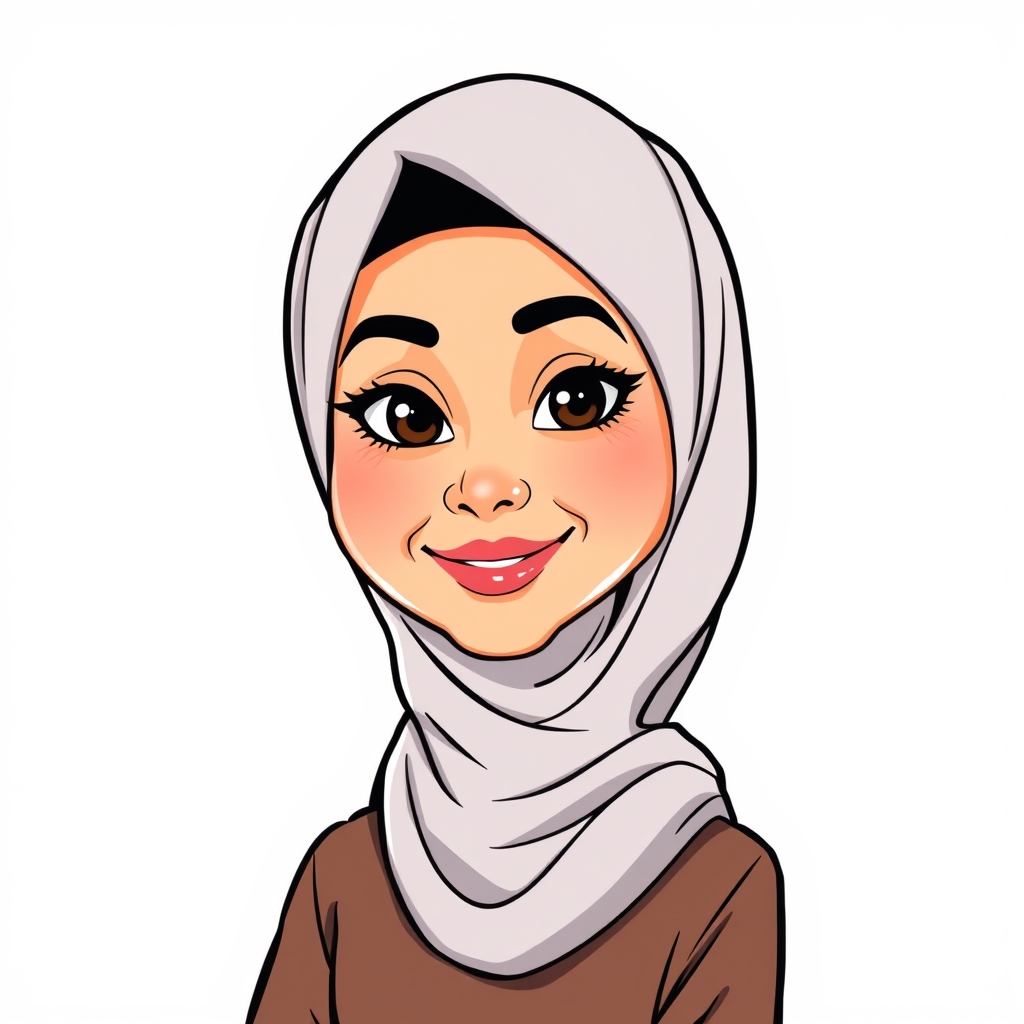 کاریکاتور یک معلم زیبا با مقنعه با حجاب 2