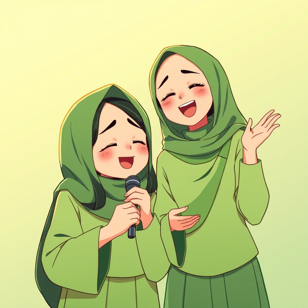 یک خاله مهربون که با خواهر زاده اش داره اهنگ میخونه که بالای سر خاله نوشته باشه مرضیه و بالای سر دختر نوشته باشه دنیا که استایل سبز زدند خاله هم حجاب نداشته باشه و هم قد هم نباشند 8
