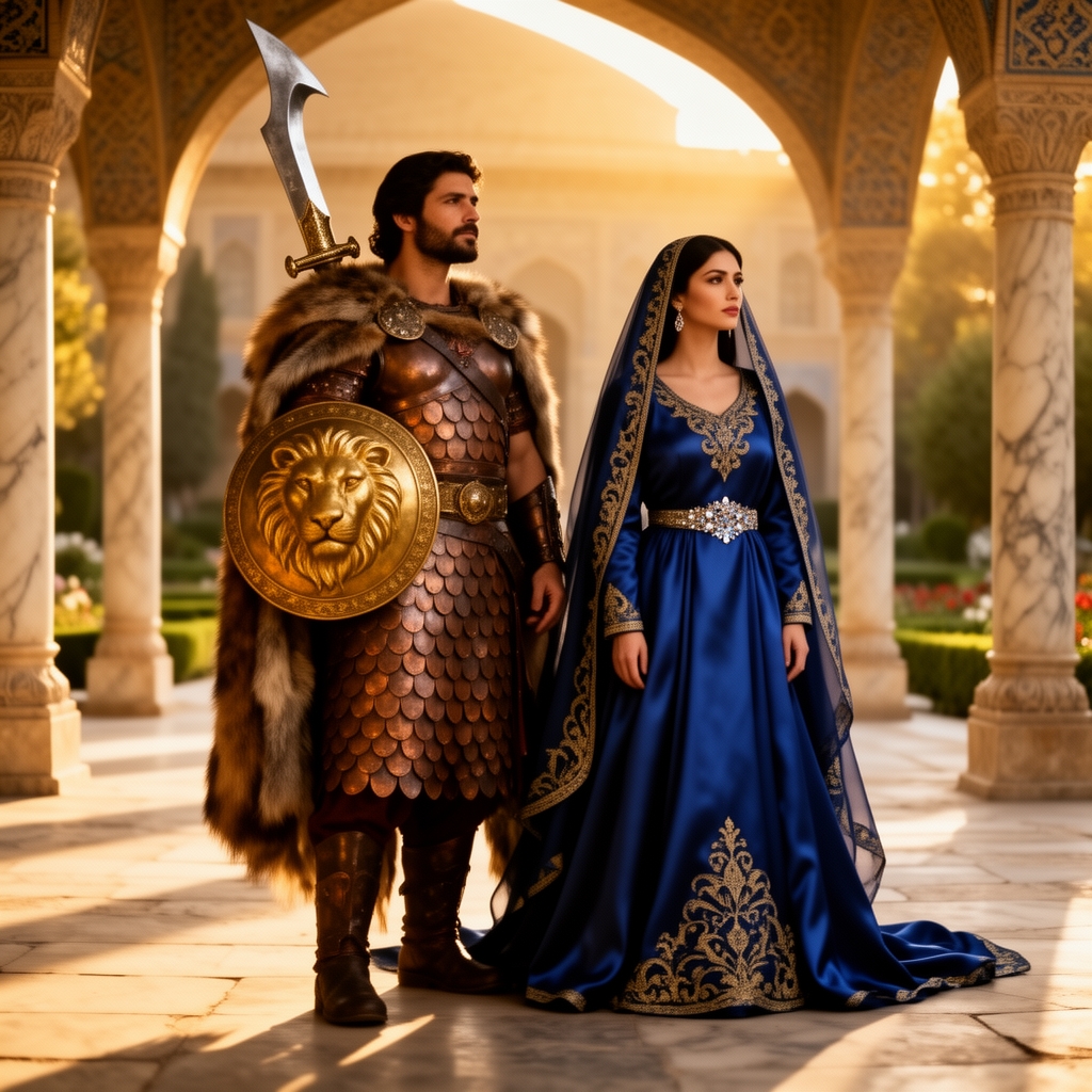 رستم ایرانی در کنار بانو تهمینه ایرانی0