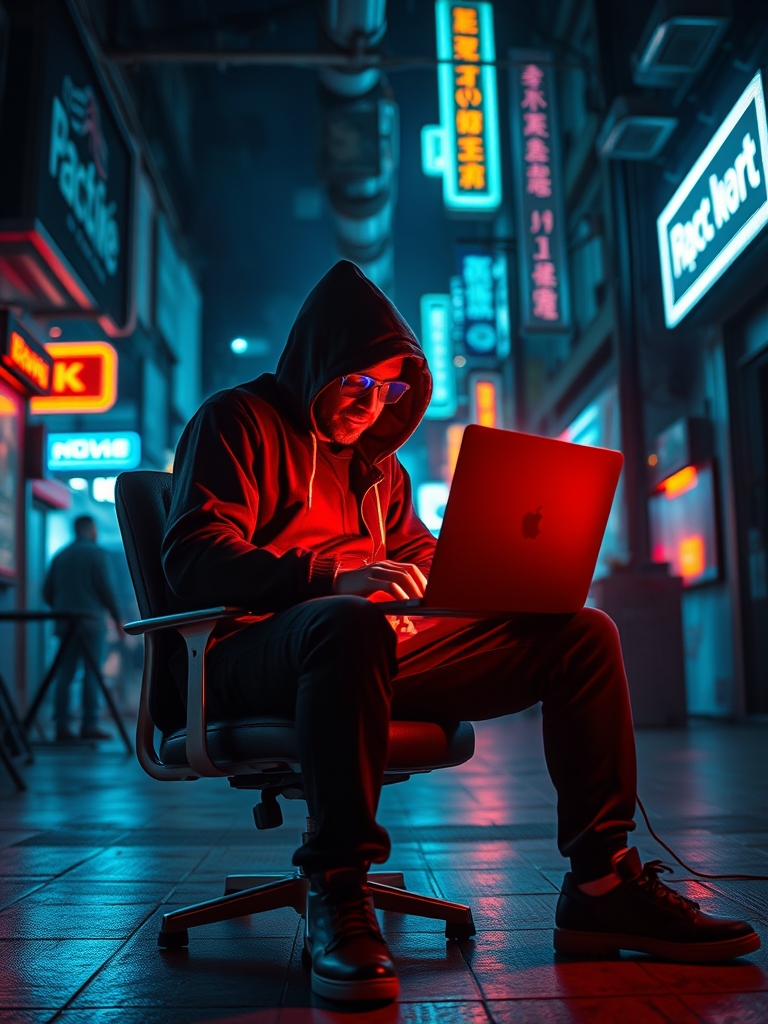یک هکر که روی صندلی نشسته داره هک میکنه1