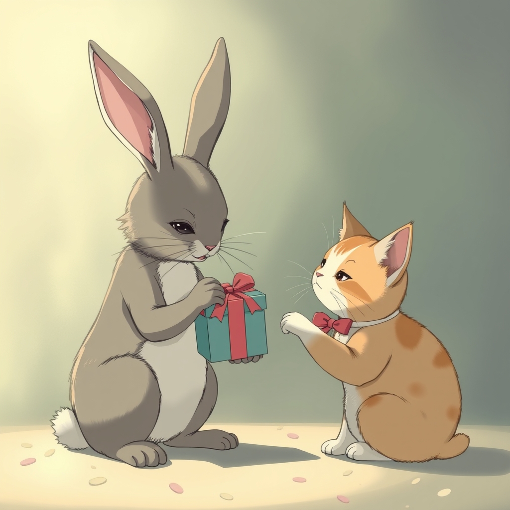 خرگوش کوری که به گربه‌ ای آینه هدیه می دهد
16