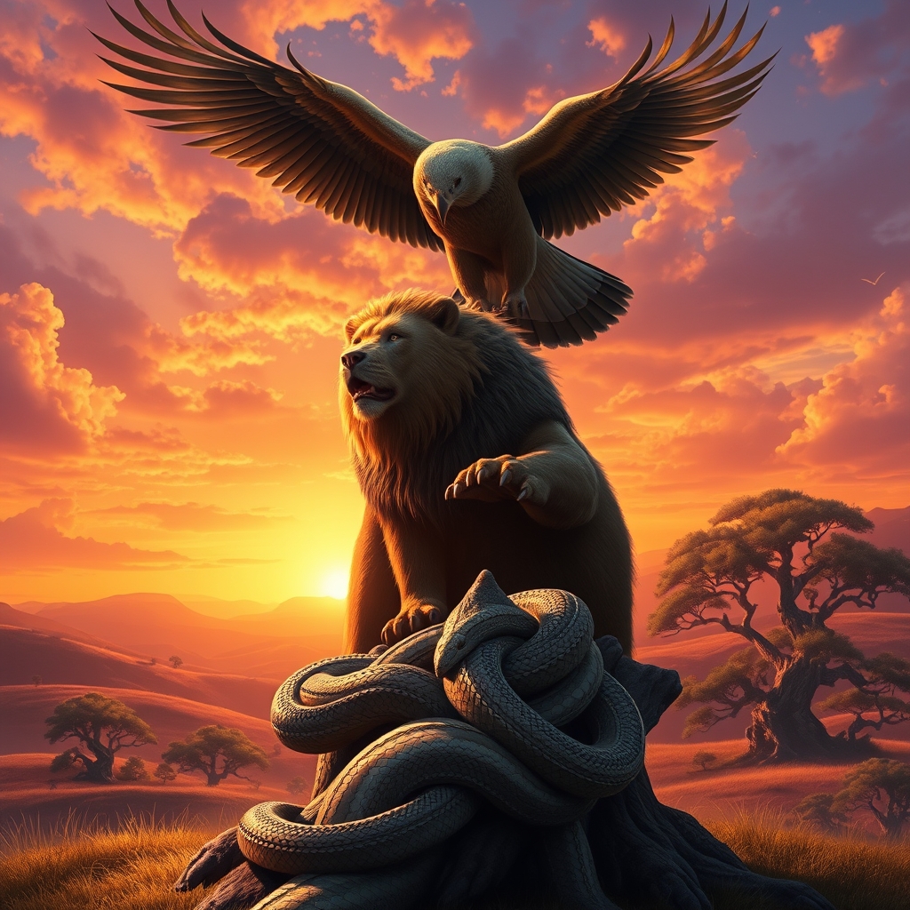 ترکیب مار و شیر و شاهین و خرس 3