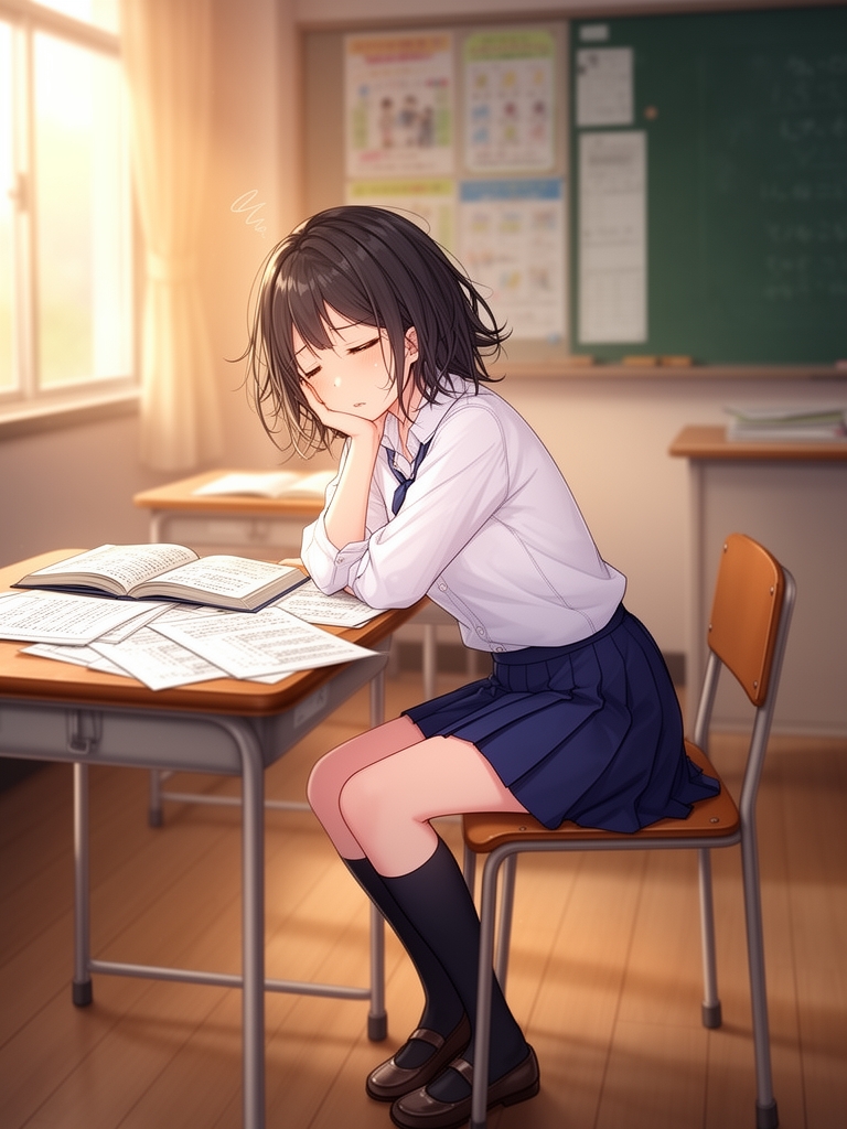 یک دختر که از درس خوندن خسته شده1