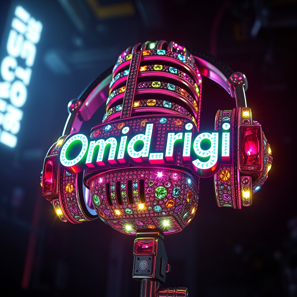 لوگوی میکروفن یا هدفون جذاب سه بعدی با الماس و یاقوت و...رنگی نورانی داشته باشه که روش ب  انگلیسی با رنگ روشن نوشته باشه
 ویسکال‌ Omid_rigi 17