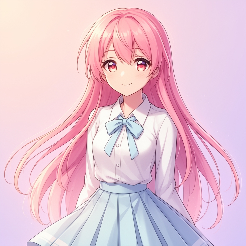 دختری انیمه ای با موهای صورتی
3