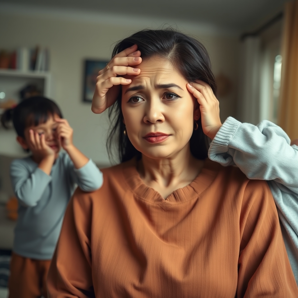 یه مادری که سرش درد میاد و بچه ها هم اذیتش میکنن19