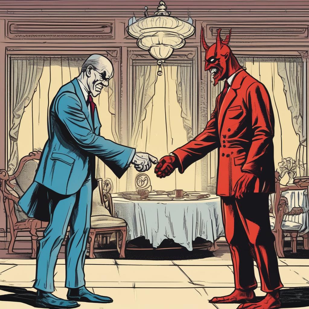 انسان درحال دست دادن با شیطان 7