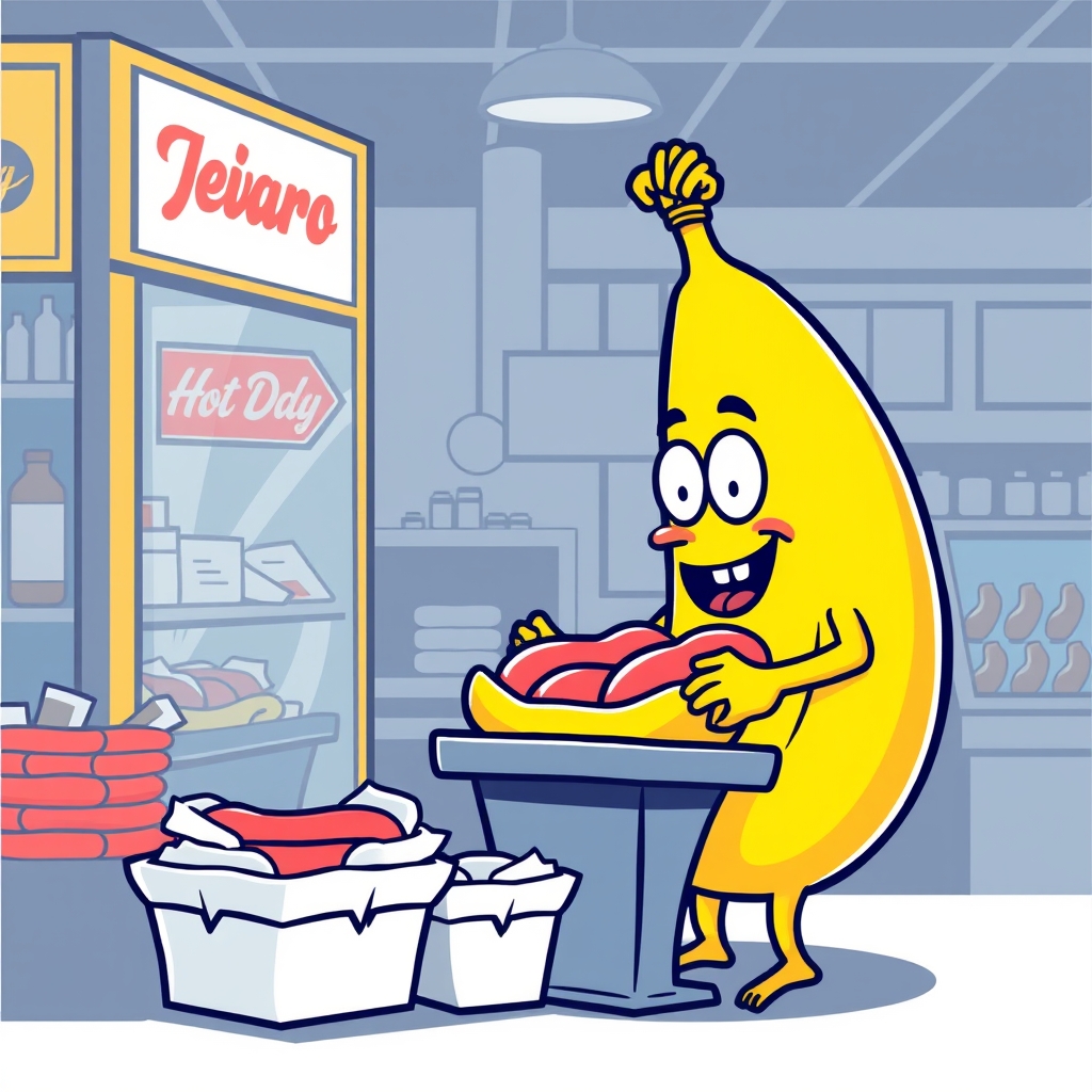 عکس یک موز که دارد در مغازه هاد داگ می فروشد 0