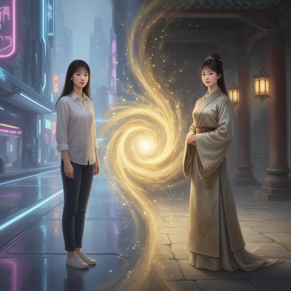 دختر خوشگل چینی  هم آینده شو نشون بده هم گذشته یعنی یک دختر زمان مدرن باشه و همون دختر زمان گذشته مثلا زمان سلسله شانگ 3