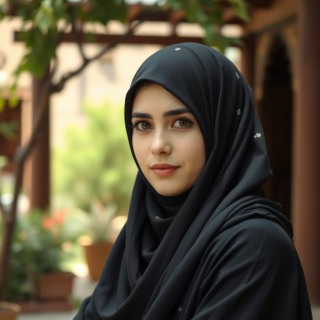 دختری با حجاب چادری و با پوشش کامل با روسری گل گلی ریز سیاه 18