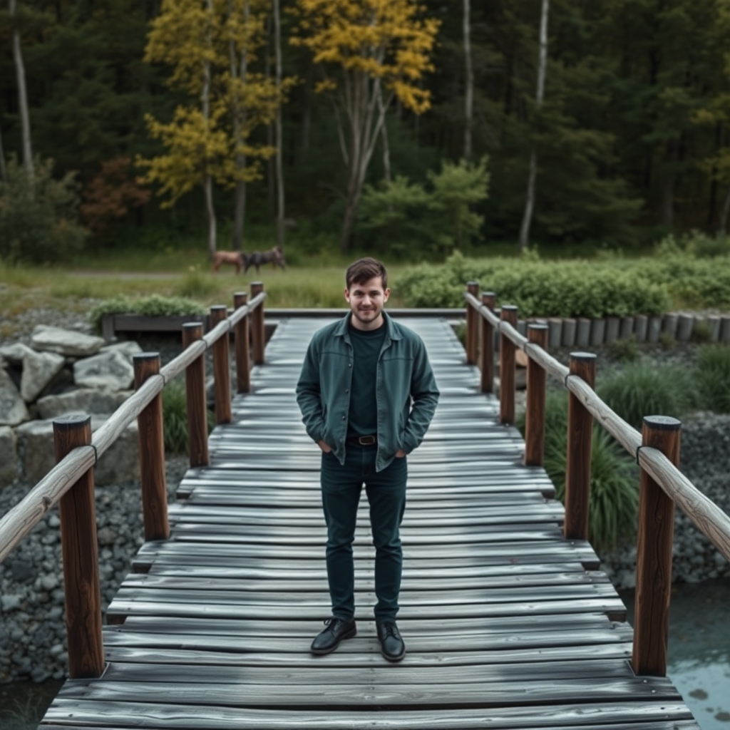 تصویر از یک مرد بر روی پلی چوبی1