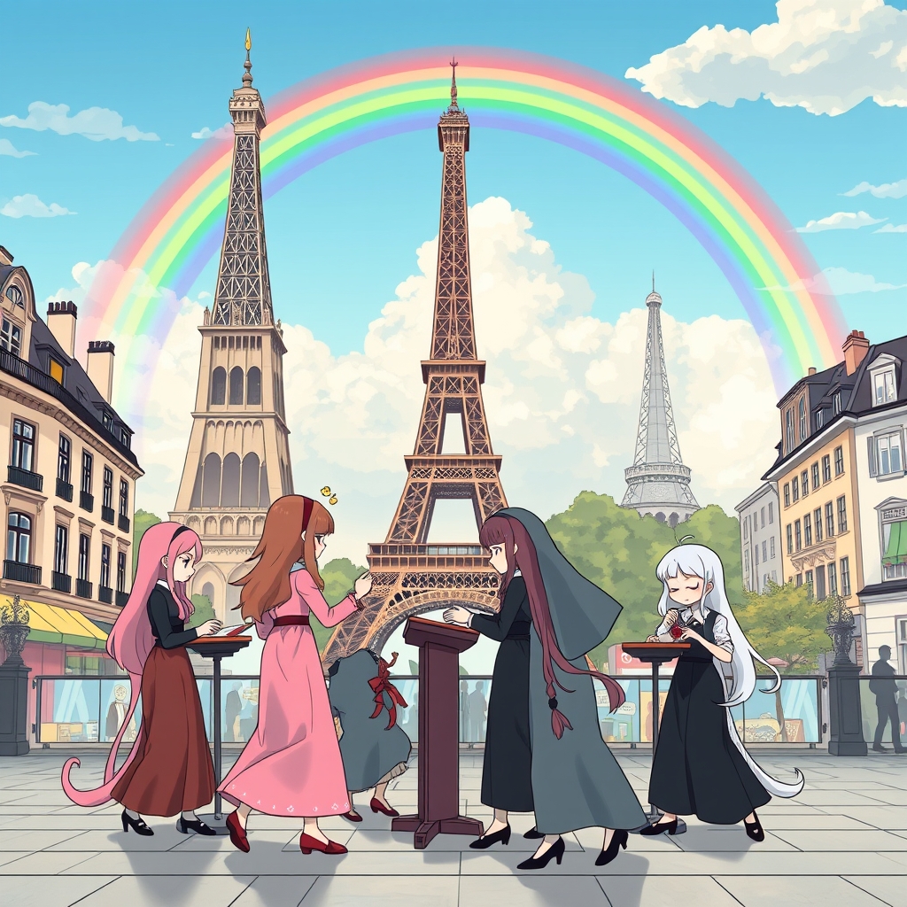 بازی ماهی مرکب در شهر پاریس همراه با رنگین کمان12