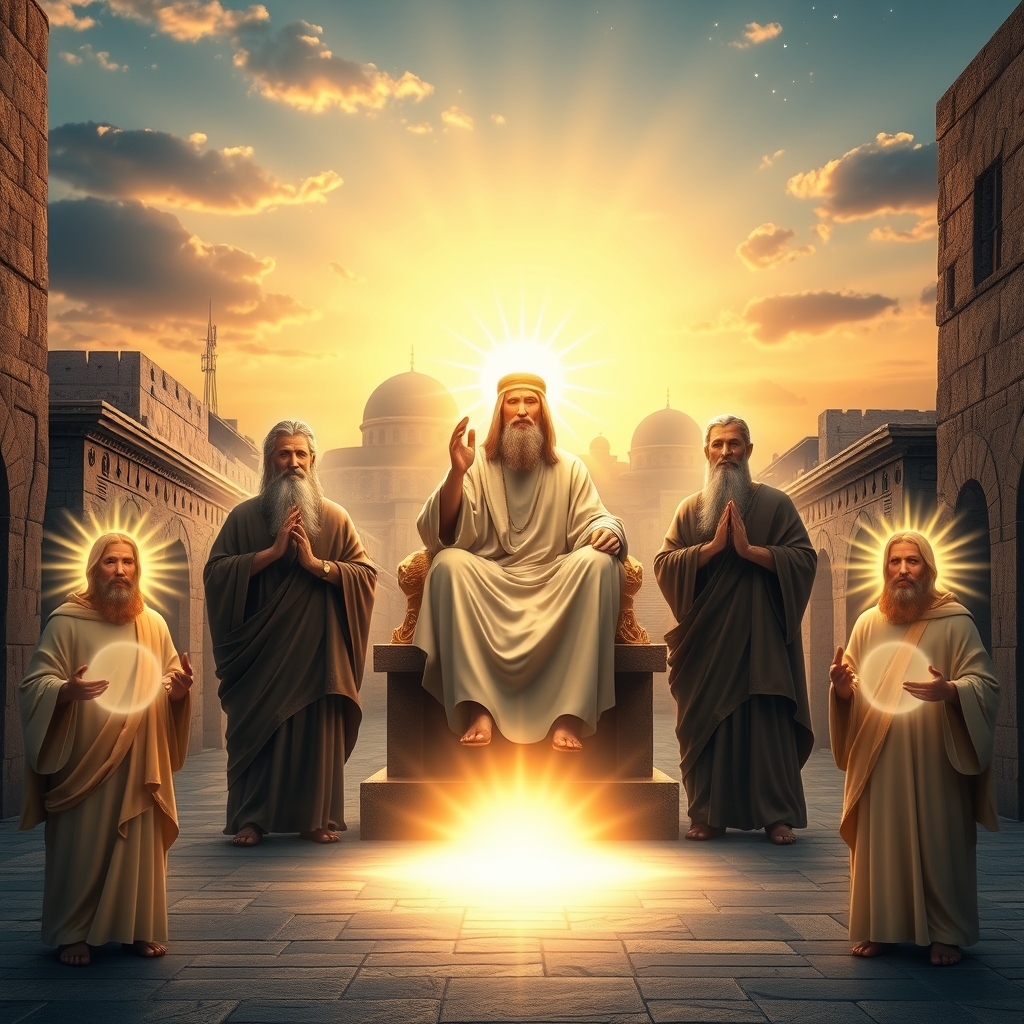 در بیت المقدس پیامبر حضرت ادم را دید درمعراج نشسته حضرت نوح درراست حضرت ابراهیم در چپ وموسی وعیسی در برابر او همه افراد با چهره نورانی2