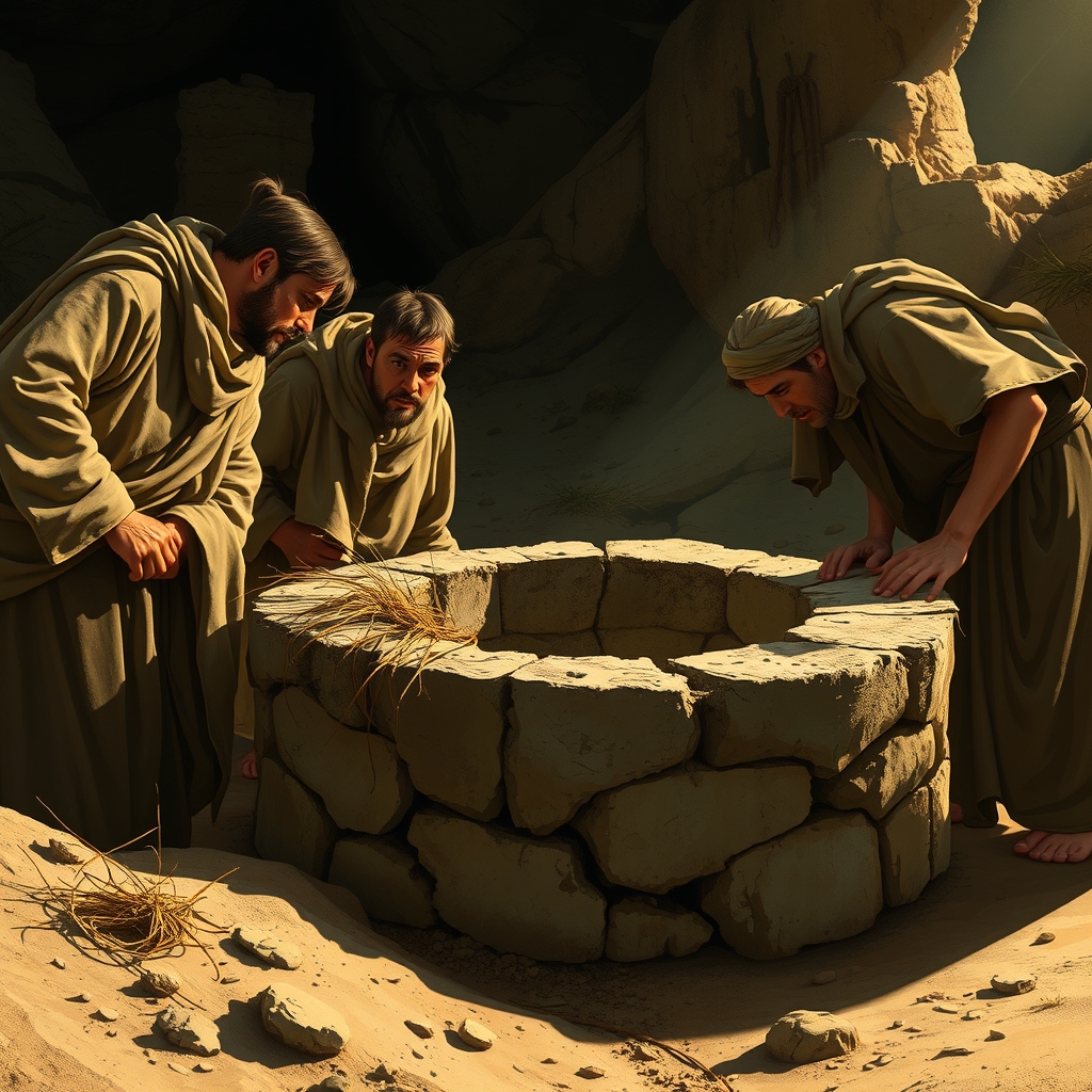 برادران یوسف که به چاهی که یوسف داخلشه نگاه میکنند 10