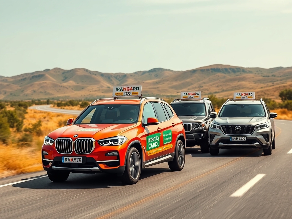 تمامی خودروها جدیدترین مدل داخل بازار یک خودروی bmw شاسی بلند آخرین مدل و یک خودروی لندکروز و یک موهاوی و یک تیگو 8 X22POROMT در حال حرکت در جادهای زیبا طبیعتی بکر که روی تمامشان اطلاعات
ایرانگرد تاکسی بین شهری
09125639325
09166739325
ثبت شده باشد 18