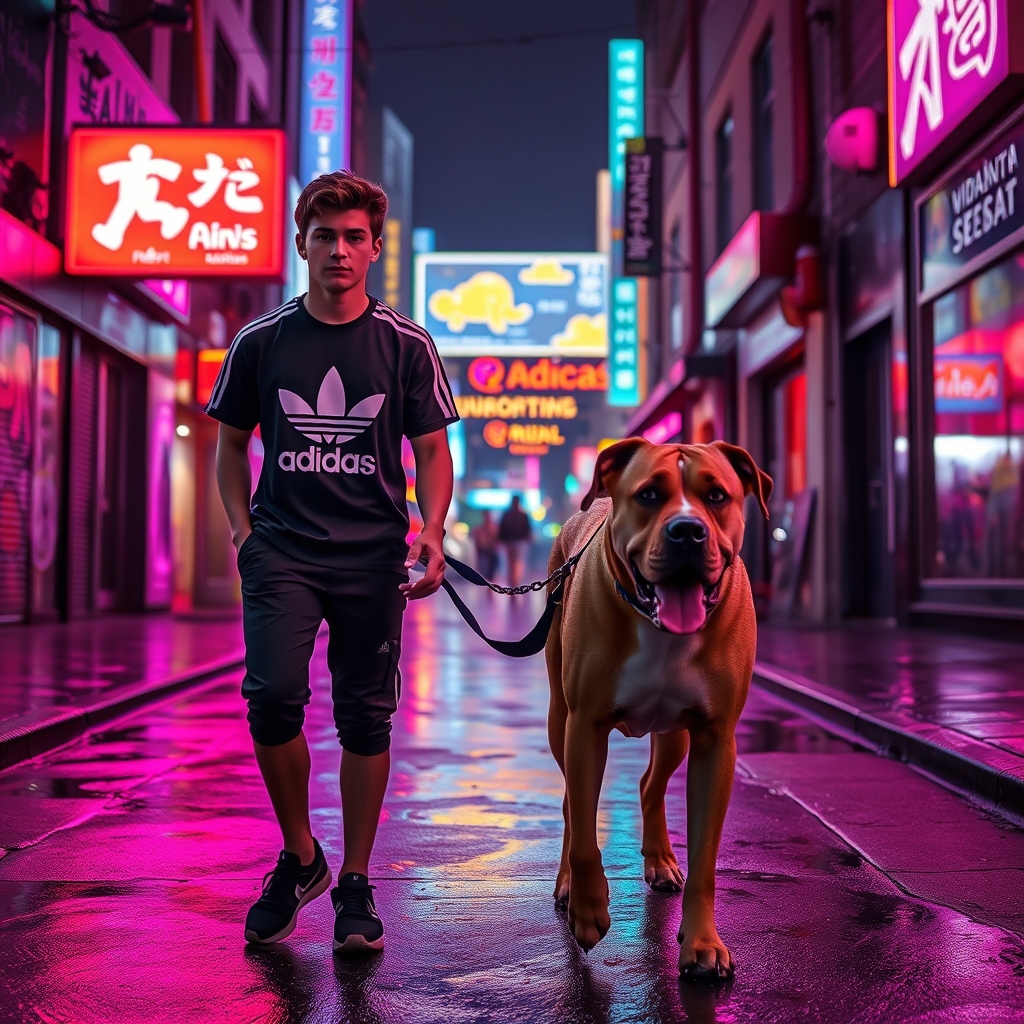 یه پسر ۱۸ ساله که با لاباس های آدیداسش قلاده ی سگ غول پیکرشو گرفته و در حال قدم زدن توی شهره23