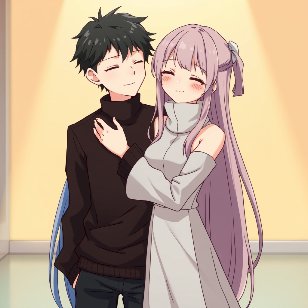 پسری زیبا و خوش اندام که دختری مو بلند   وزیبا ی کره ای را در بغل هم هستند23