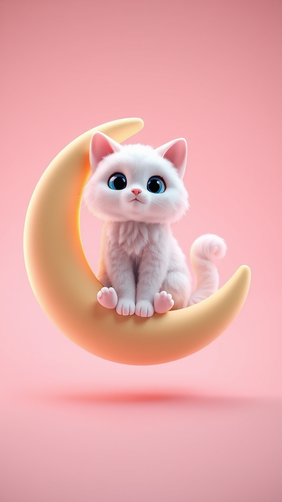 یک گربه که روی یک هلال ماه نشسته است 11